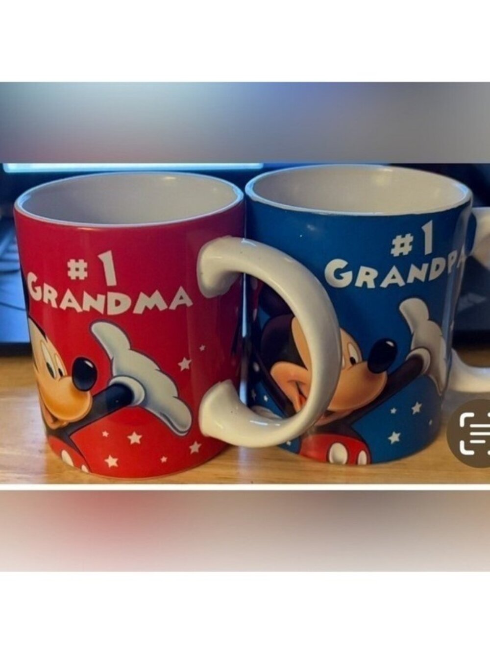 Mug Set Disney Jerry Leigh #1 Grandma & Grandpa Ceramic Coffee Mickey & Friends